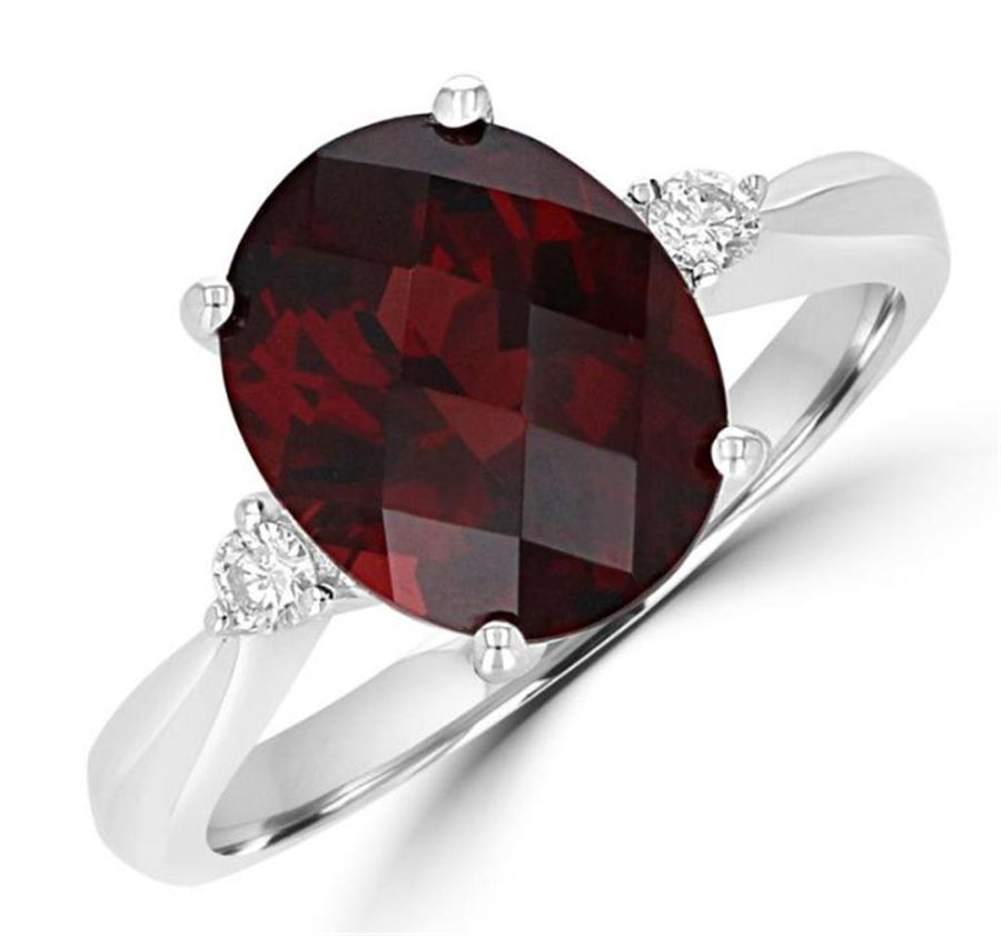 Garnet 14 Karat White Fashion Ring