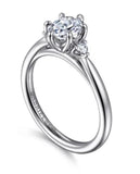 Lady's White 14 Karat 3 Stone 6 Prong Ring Size 6.5 2 = 0.08tw Round G