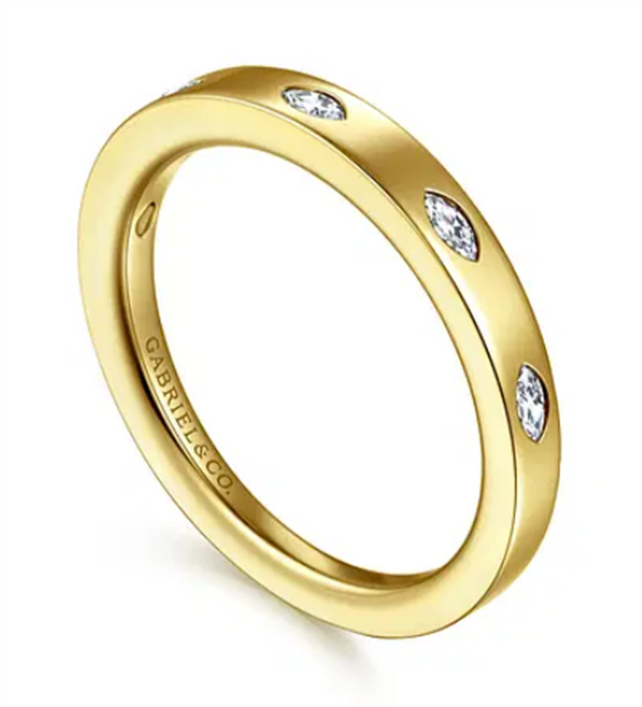 Gabriel & Co 5 Stone Burnish Set Marquise Diamond Wedding Band