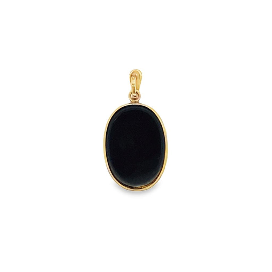 17.12x12.35mm Oval Black Onyx Mother And Child Cameo Pendant With A 1.