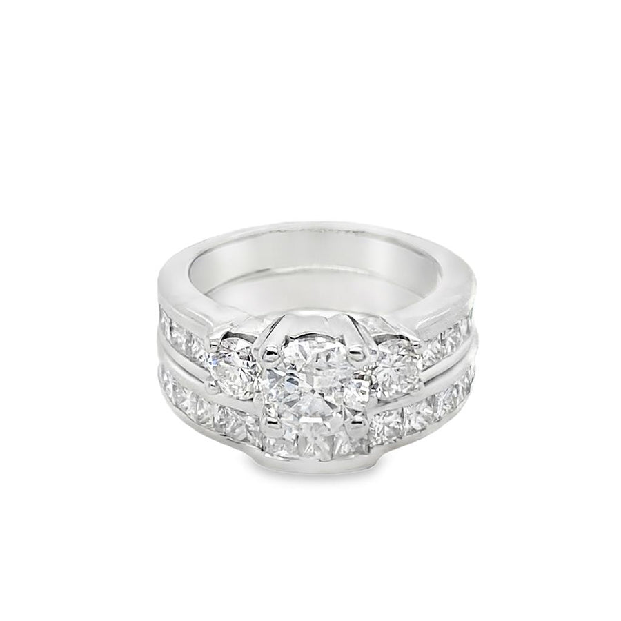 Estate Three Stone Diamond Wedding Set