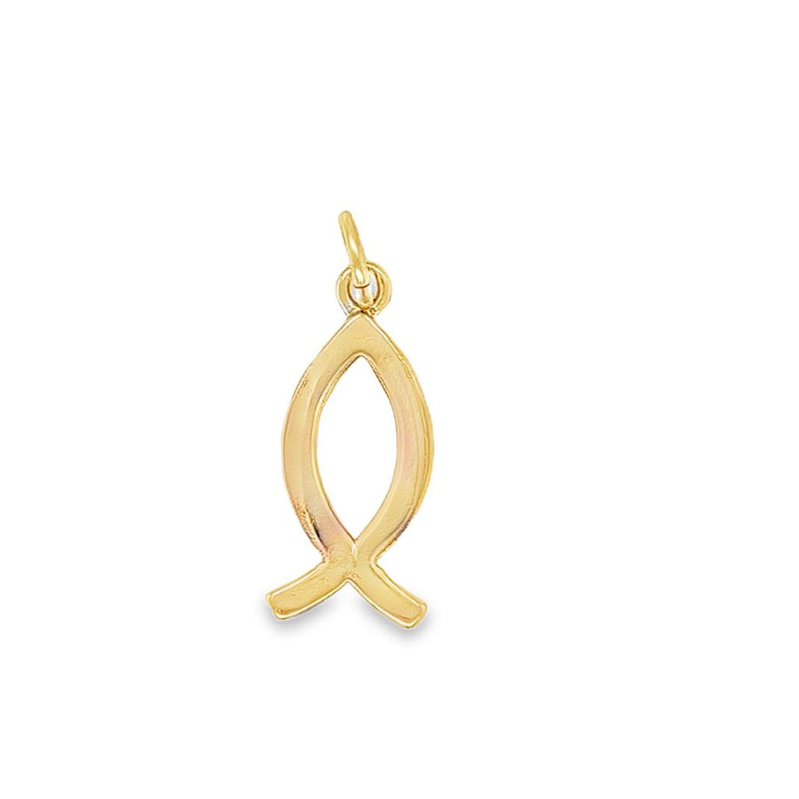 Yellow 14 Karat 26.90X9.50mm Ichthus Pendant With A 3.95mm Bail Openin