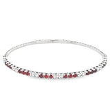 White 14 Karat Half Tennis Bangle Bracelet 20 = 1.25TWT Round Rubies a
