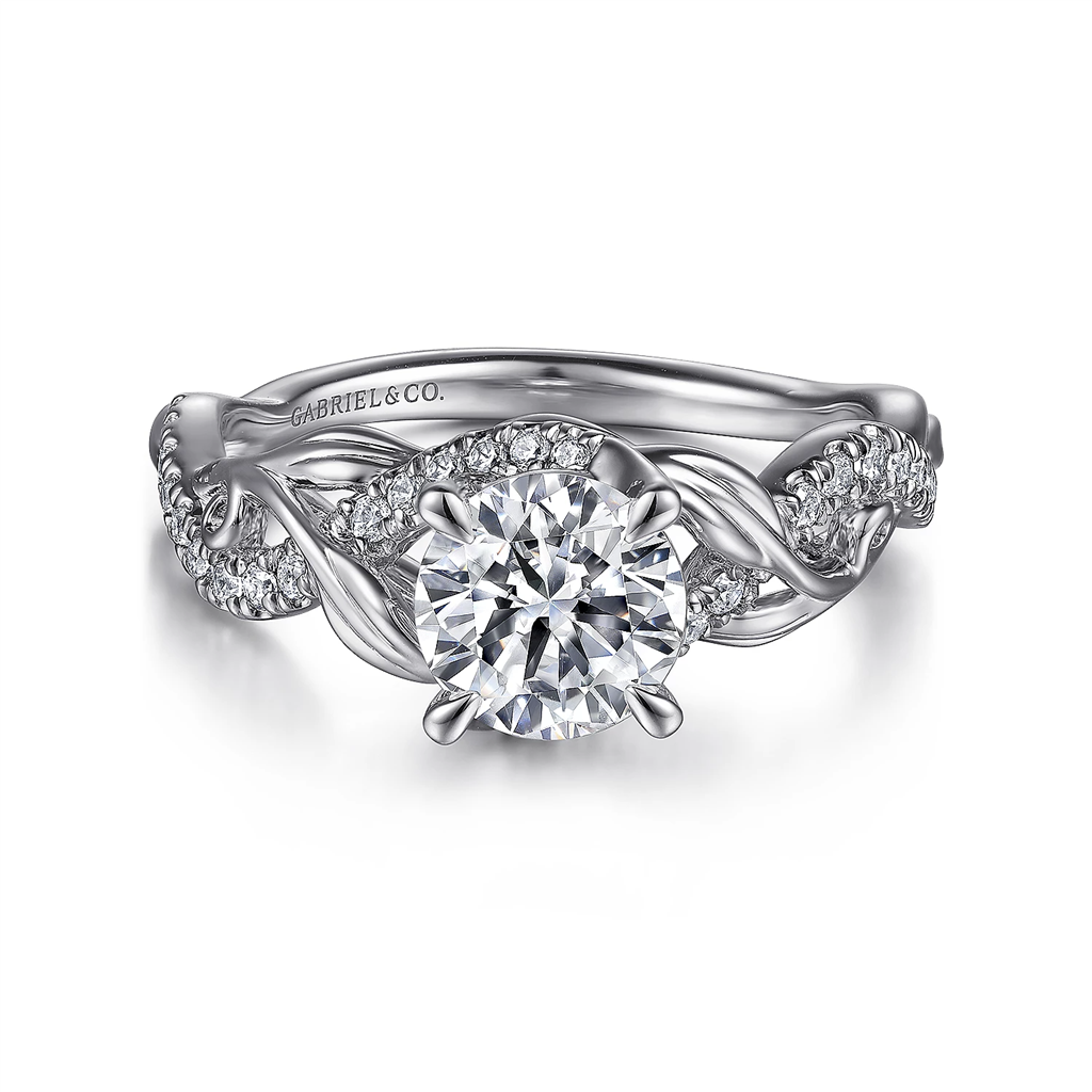 Gabriel & Co. Camelia - Diamond Floral Twist Engagement Ring Mounting