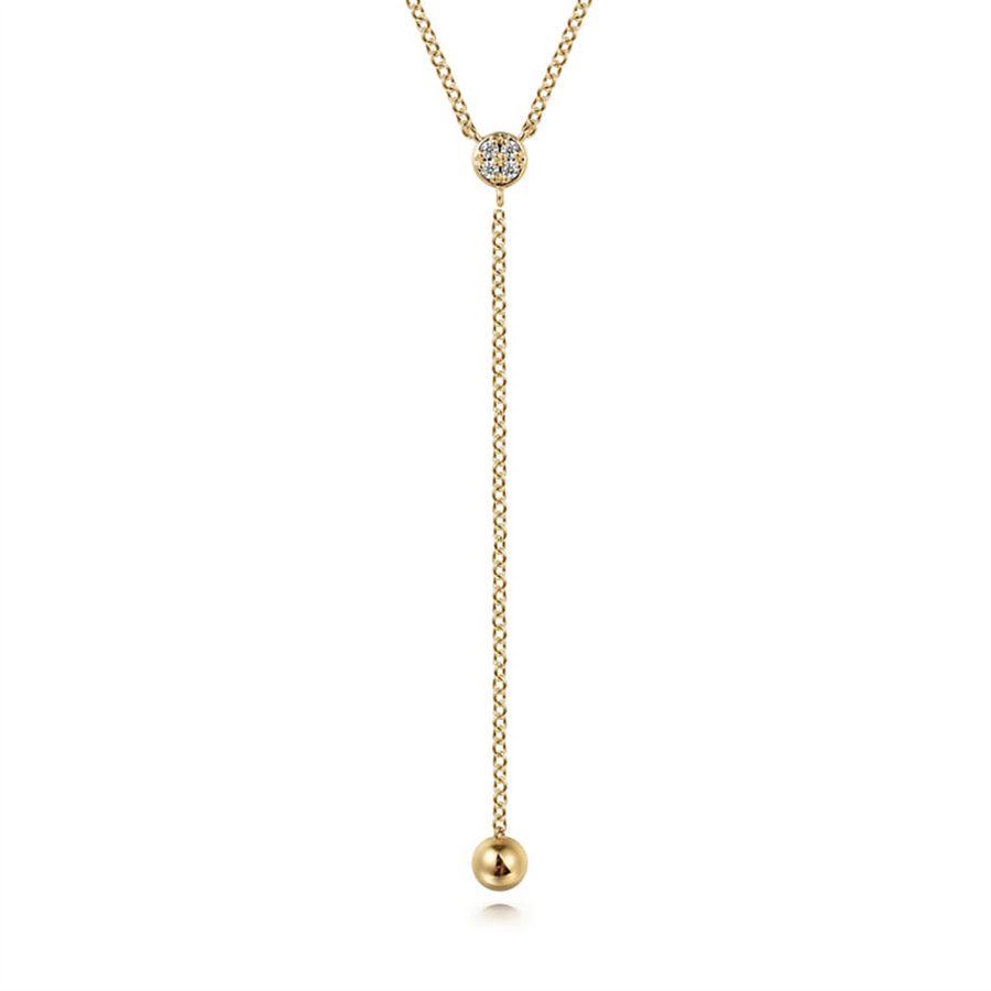 Lady's Yellow 14 Karat Bujukan Y-Knot Necklace Length 16 With 4 = 0.04