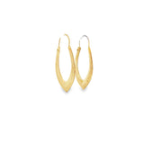 Yellow 14 Karat Engraved Elongated Hoop Earrings Estate Jewelry Length