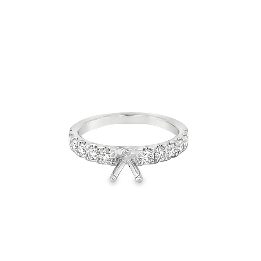 Lady's White 18 Karat 4 Prong Straight Ring Size 6.5 12 = 0.59TWT Roun