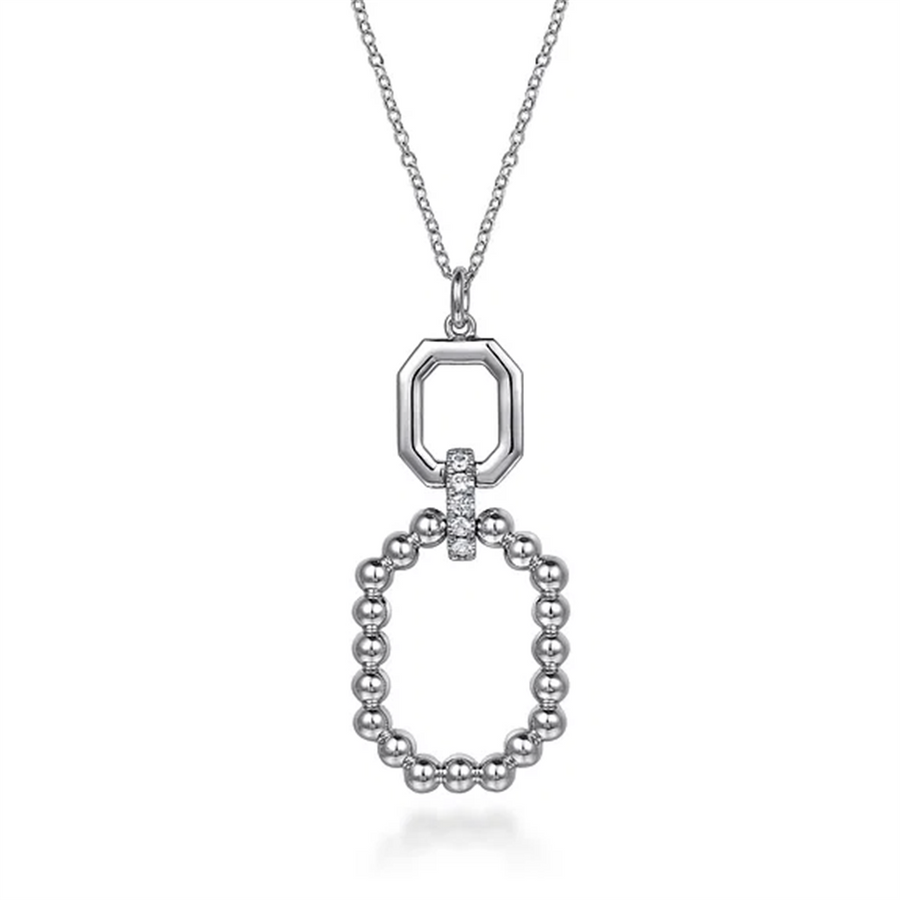 Gabriel & Co. Lady's Bujukan Octagon White Sapphire Necklace