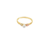 Tri-color 10 Karat Leaf Ring w/ Pearl