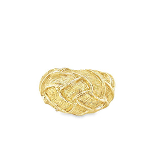 Yellow 14 Karat Engraved Weaved Dome Ring Estate Jewelry Size 5.75 Gra