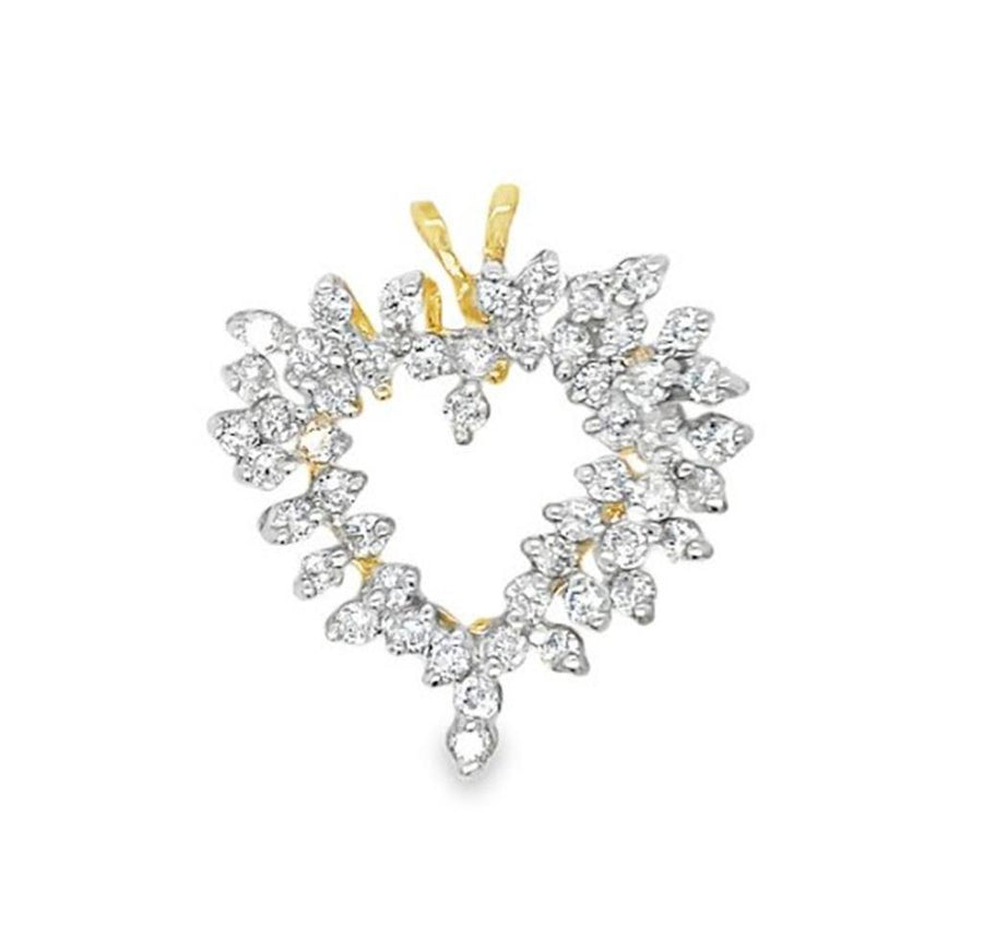 Two-Tone 10 Karat Prong-Set Heart Pendant Estate Jewelry With 50 = 1.3