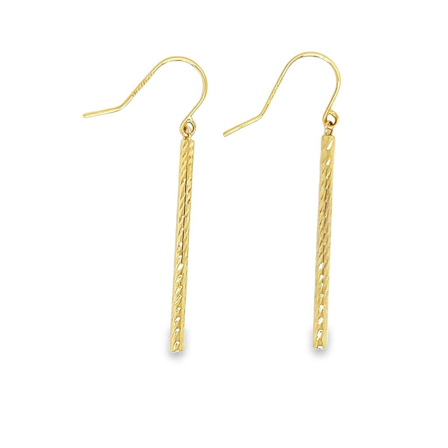 Diamond Cut Tube Stick Drop Earrings