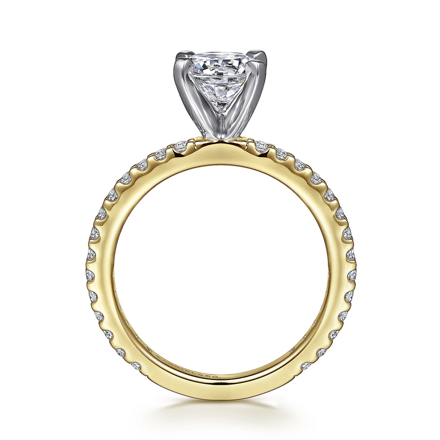 Gabriel & Co Lady's Two-Tone Tiffany Straight Diamond Engagement Ring Mounting