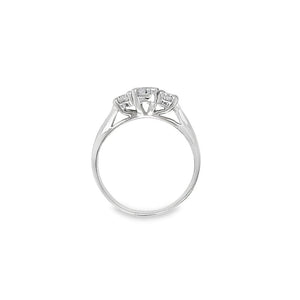 White Platinum 3 Stone Cathedr