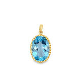 Yellow 14 Karat Swiss Blue Topaz Drop Pendant Estate Jewelry With One
