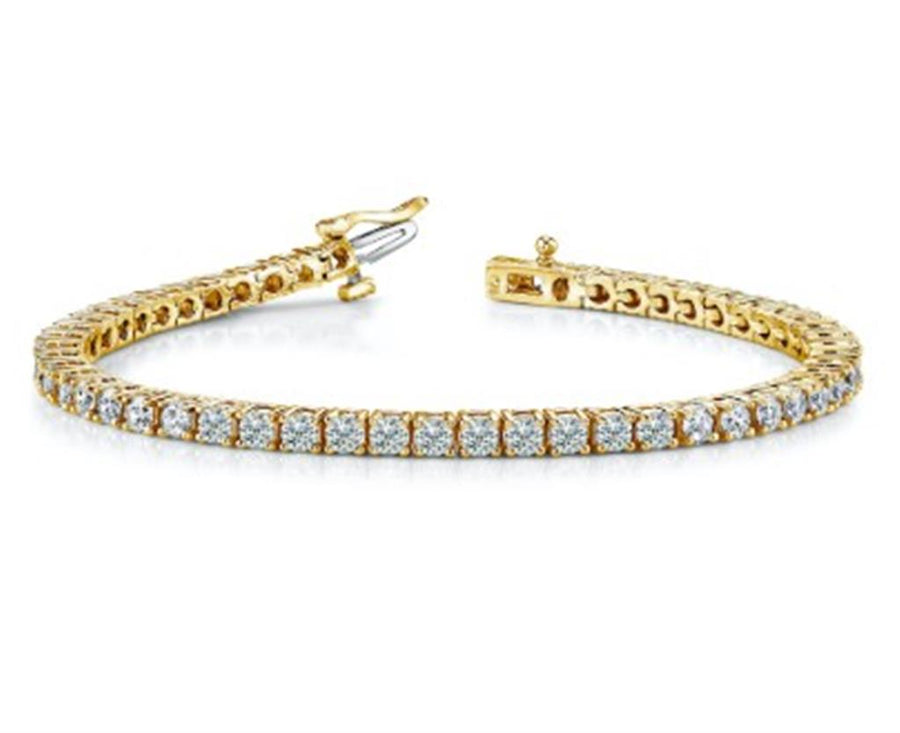 Lady's Yellow 14 Karat Tennis Bracelet Bracelet Length 7 = 5.05TW Roun