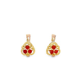 Yellow 18 Karat Milgrain Coral Leverback Earrings Estate Jewelry With