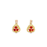Yellow 18 Karat Milgrain Coral Leverback Earrings Estate Jewelry With