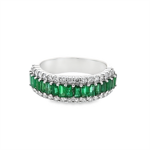 Estate Baguette Emerald and Diamond Ring