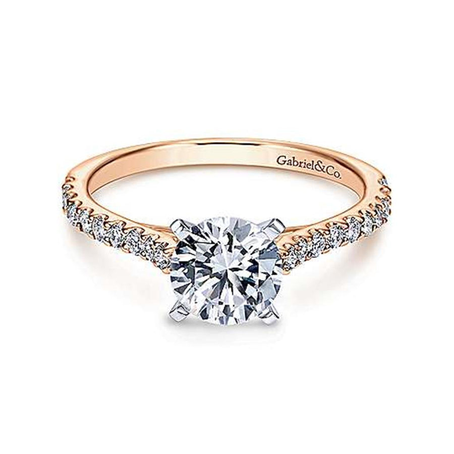 Lady's White/Rose' Polished 14 Karat Cathedral Ring Size 6.5 20=0.29tw