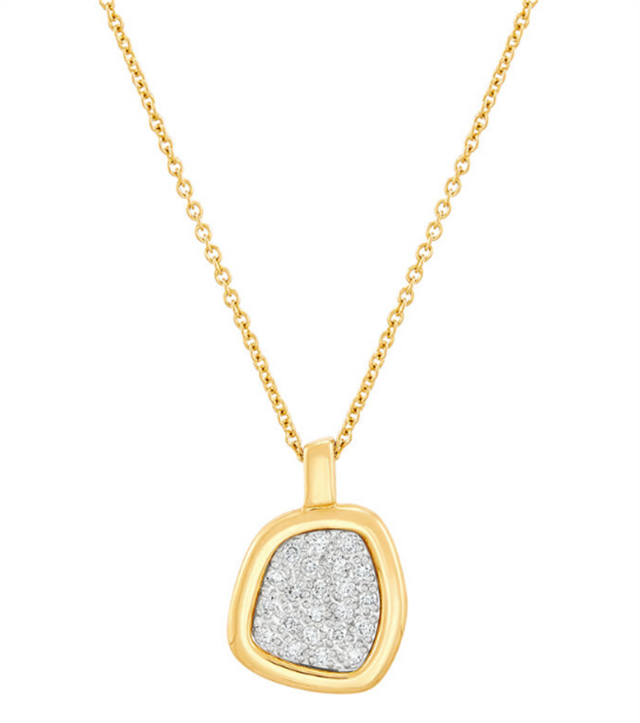Lady's Yellow 14 Karat Cluster Pendant Necklace Length 17 = 0.25tw Rou