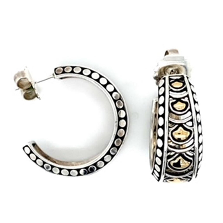 Estate John Hardy Pair Ladies Large Dot Hoop Earrings Two-tone