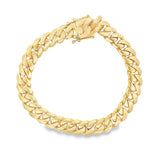 Yellow 14 Karat 10mm Solid Gold Cuban Bracelet With Safety Box Clasp E