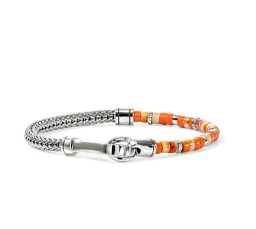 Sterling Silver 4-4.5mm Orange/Red Oyster Shell & Enamel Bead Heishi B