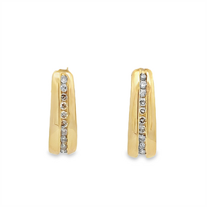 Estate Champagne Diamond J Hoop Earrings