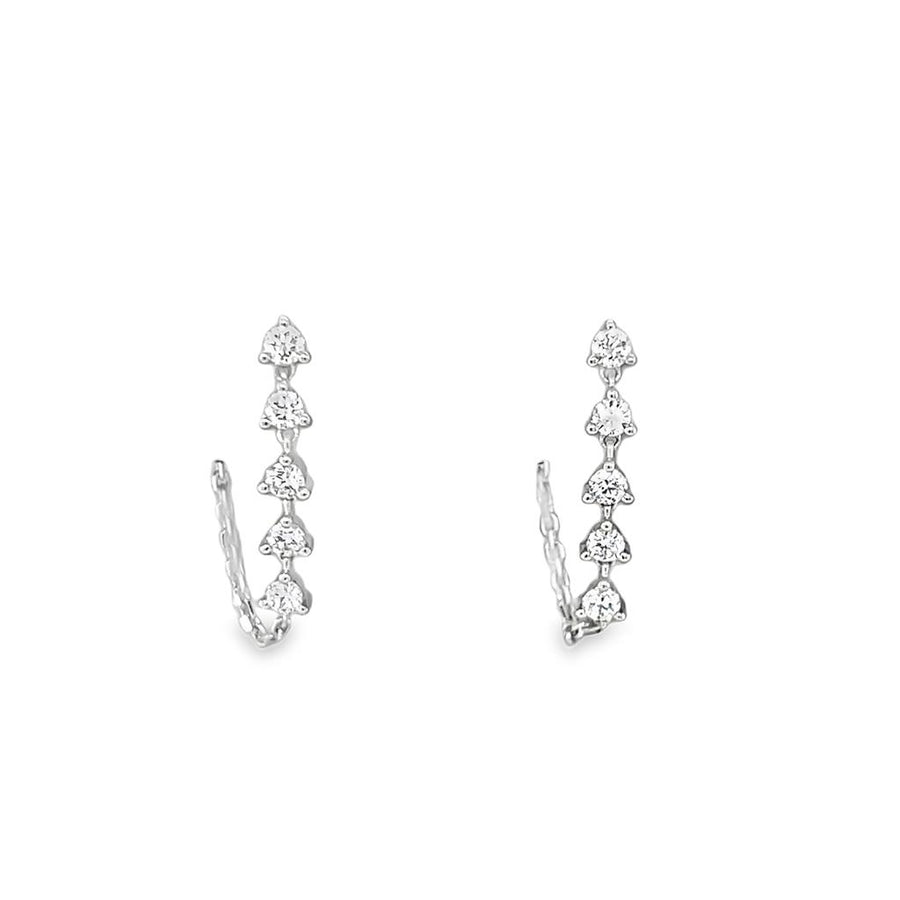Lady's White 14 Karat Chain Drop Earrings With 10 = 0.39Tw Round G/H V