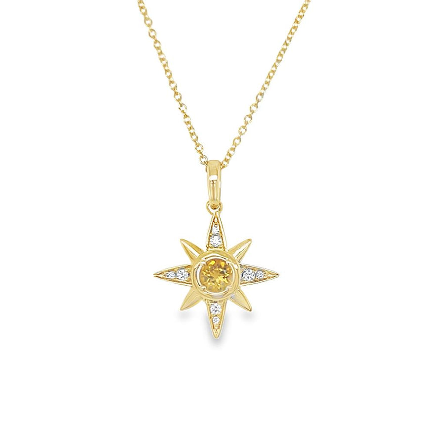 Lady's Yellow 14 Karat Starburst Pendant Necklace Length 18 one = 0.26