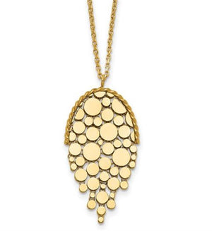 Yellow 14 Karat Pear Circle Drop Necklace Italian Gold 
Adjustable Le