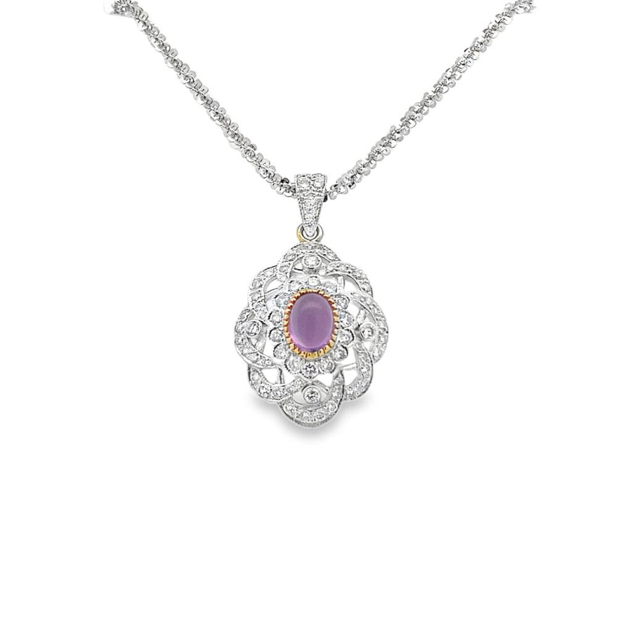Cabochon Amethyst and Diamond Pendant