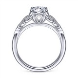 Gabriel & Co. Laguna - 14K White Gold Floral Round Diamond Engagement Ring Mounting