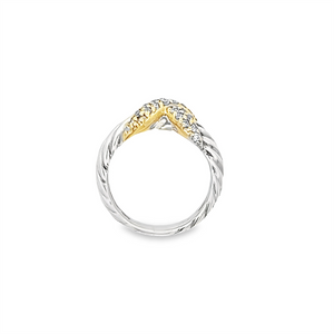 Estate David Yurman Two Tone Diamond X Ring