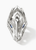 Naga Silver Diamond Pave (0.14ct) Ring with Blue Sapphire Eyes, Size 8