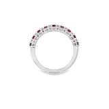 Nelson Lady's White 18 Karat Alternating Diamond and Ruby Fashion Ring