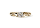 Yellow 14 Karat 5Mm Icon Stud Ring John Hardy With 12 = 0.07Twt Pave-s