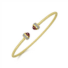 Gabriel & Co. Fashion 14K Yellow Gold Diamond and Garnet Bujukan Open Bangle