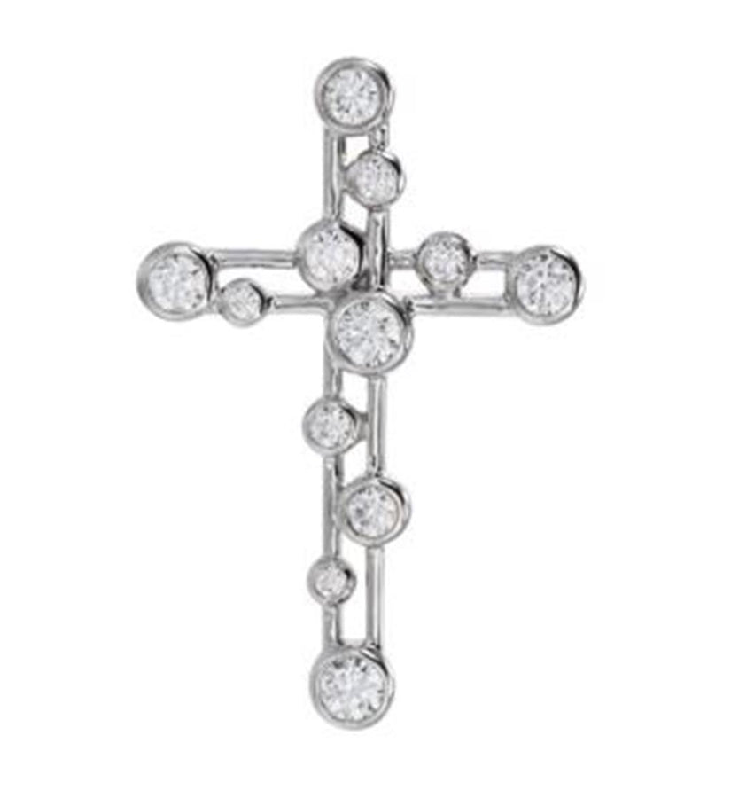 Lady's White 18 Karat Bubble Cross Pendant