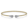 Gabriel & Co. Fashion 14K Yellow Gold Bujukan Bead Cuff Bracelet with Diamond Pave Teardrops