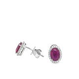 Lady's White 18 Karat Halo Stud Earrings 2 = 2.31tw Oval Rubies
44 =