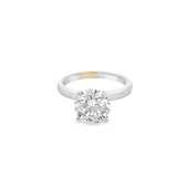 White 14 Karat 2Ct "Leo" Solitaire Estate Jewelry Size 4 With One = 2.