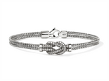 John Hardy Sterling Silver Love Knot Double Row Pave Diamond Bracelet