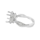 Nelson Lady's White 18 Karat Diamond Twist Halo Ring Mounting