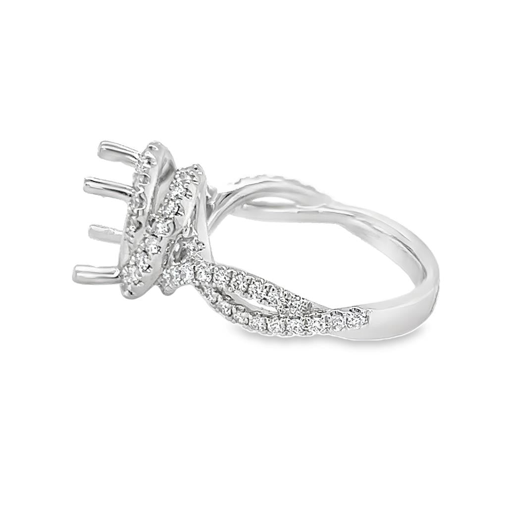 Nelson Lady's White 18 Karat Diamond Twist Halo Ring Mounting