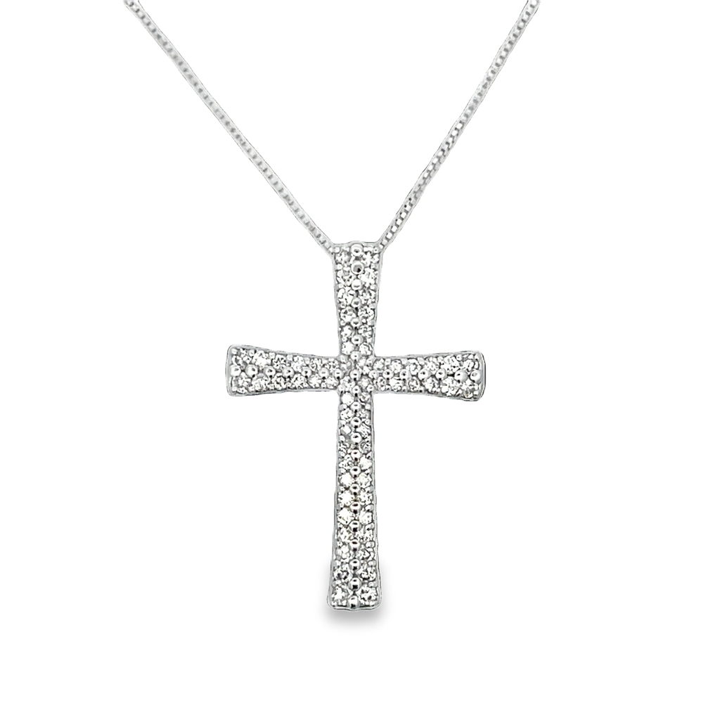 White 18 Karat Graduated Diamond Cross Estate Memo Length 18 With 62 1