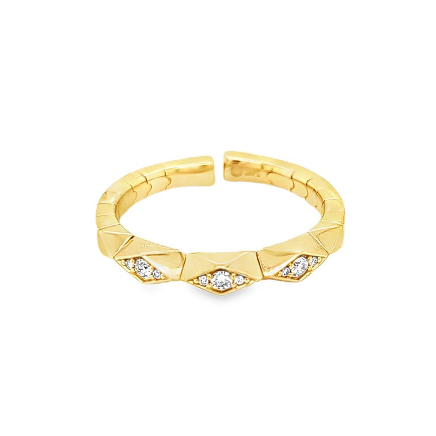 Lady's Yellow 14 Karat Geometric Fashion Ring 9 = 0.07TWT Round Diamon