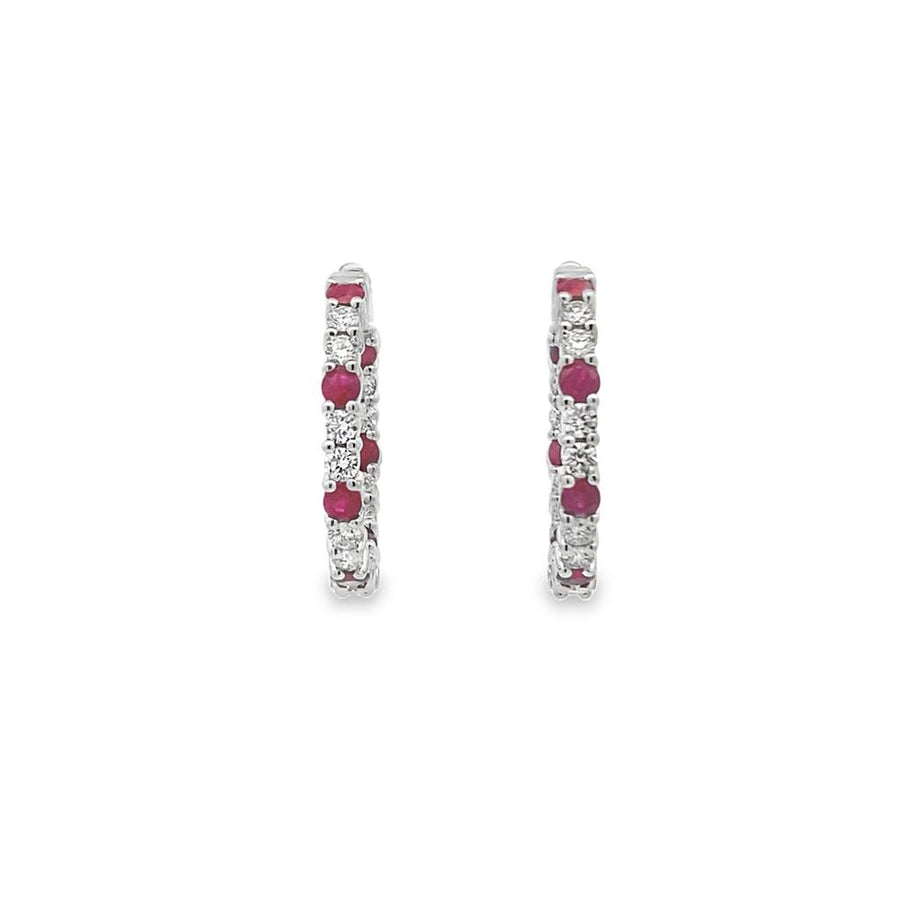 Ruby and Diamond Inside/Outside Hoop Earrings