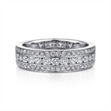 White 14 Karat Channel Set Three Row Diamond Band Ring Wrap/Guard Size